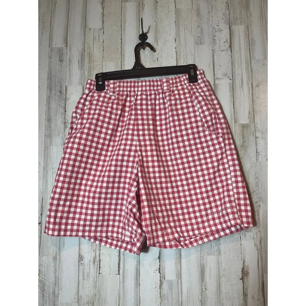 Columbia swim‎ trunks size small - red and white checked